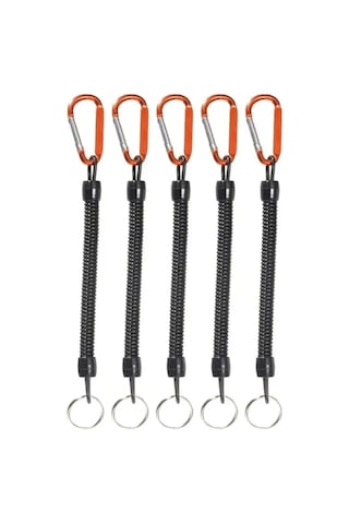 Vkemall 5 Adet Kırmızı Kayıp Engelleme Yaylı Kordon, Multifonksiyonel Montaj Kanca, Balıkçılık Aksesuarı, 16-120 Cm Genişletilebilir