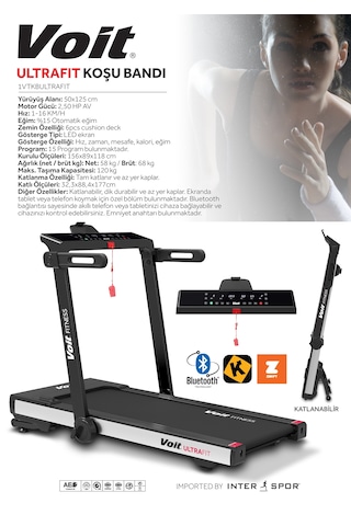 Voit Ultrafit Otomatik Eğimli Kurulum Gerektirmeyen Koşu Bandı