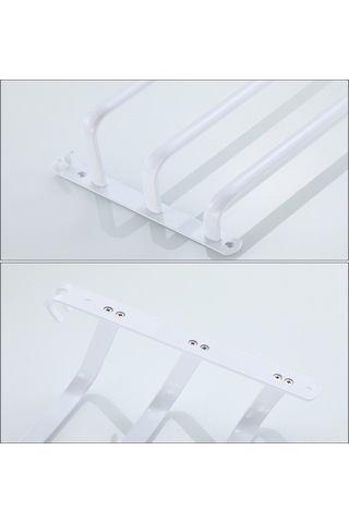 Besthome1 3 Katlı Alüminyum Havlu Rakası - Delme Yok Kurulum, Nem Korozyon Dirençli, Çok Fonksiyonlu Halka Asma Beyaz Beyaz