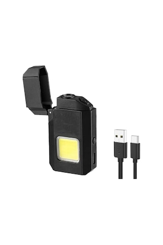Gs-4000 Su Geçirmez Cob Led Type-c Şarjlı Elektrikli Çakmak Cep Işığı