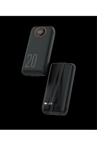 Snapron Snp-3013 20.000 Mah Powerbank 22.5w Hızlı Şarj Lcd Ekranlı Dahili Kablolu Type-c & Lightning Taşınabilir Şarj Cihazı Siyah