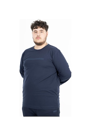Maraton Sportswear Büyük Beden Erkek Bisiklet Yaka Takma Kol Basic Açık Lacivert Sweatshirt 22420-açık Lacivert