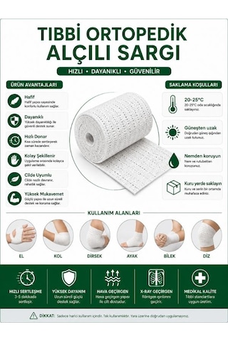 Alçılı Sargı Bezi 20 Cm X 2 M Ortopedik Medikal Alçı Bandaj Pop Toptan Koli 50 Adet Plaster Of Paris