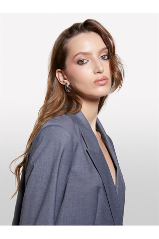 Sisley Viskoz Karışımlı Beli İpli Astarlı Regular Fit Blazer Ceket Kadın Haki Yeşili Ceket - 325a2k2klw03c