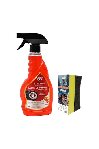 Alpars Araba Lastik Parlatıcı Tampon Parlatıcı 500 ML + Lastik Sünger 2'li Set