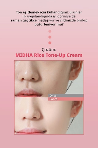 Midha Rice Tone-Up Pirinç Özü İçeren Hafif Yapılı Cilt Tonunu Eşitleyen Aydınlatıcı Krem 50 ML