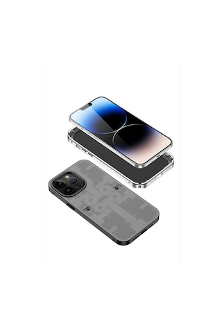 Apple iPhone Uyumlu 13 Pro Kılıf Mekanik Bumper Kapak - Mavi