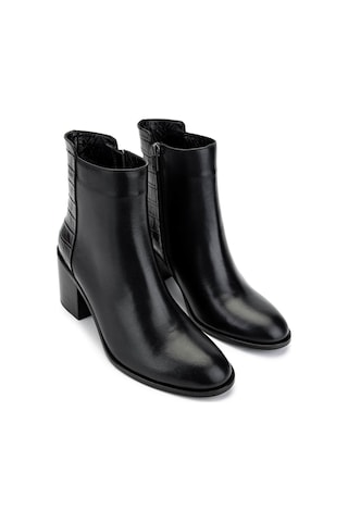 Tamer Tanca Kadın Hakiki Deri Siyah Topuklu Bot 33 551 Bn Bot Sk24-25 Syh Dr/kroko Siyah Deri