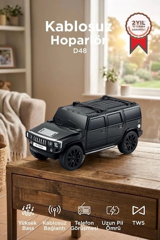 Premium Torima Bluetooth Hoparlör Araba Tasarımlı D48 Siyah Salon Müzik Cep Boy