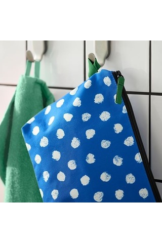 Ikea Skogssallat Makyaj Çantası, Mavi-beyaz-noktalı