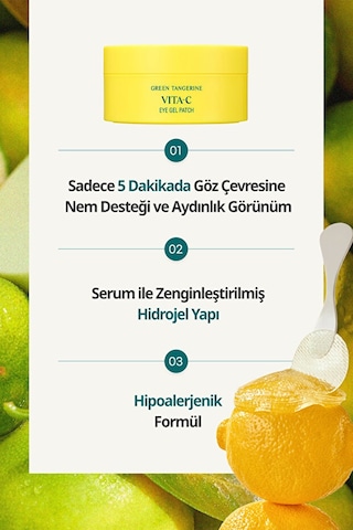 Goodal Yeşil Mandalina Özlü, Aydınlatıcı Göz Altı Maskesi Green Tangerine Vita C Eye Gel Patch