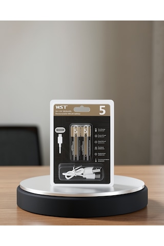 Aa Kalem Pil, 1.5v Lityum, Type-c Usb Hızlı Şarj Edilebilir Çiftli Paket