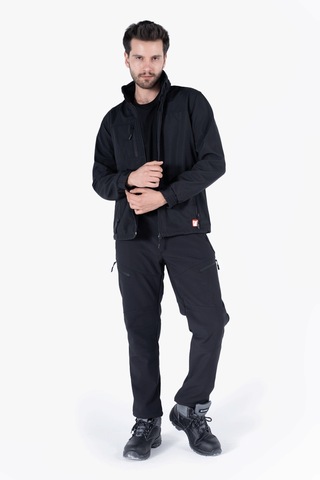 Gizli Kapüşonlu Softshell Mont Siyah