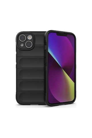 Goocamp Apple iPhone Uyumlu 14 Kılıf Esnek Tpu Oyuklu Arka Yüzey Tasarımlı Etnik Silikon Kapak - Kirmizi
