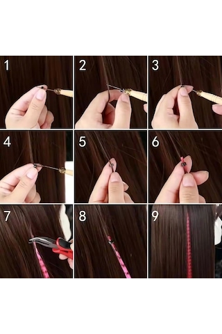 Fiber Sentetik Boncuk Kaynaklık Renkli Saç / Lila / 100 Adet Çok Renkli