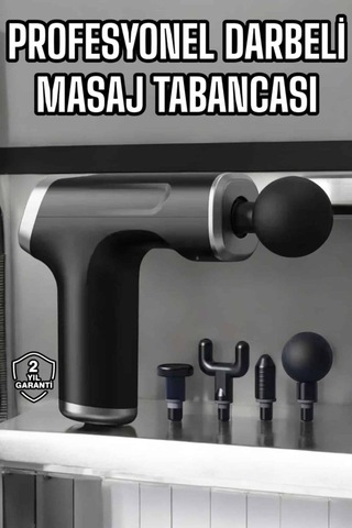 Masaj Tabancası 4 Başlıklı Kas Ve Vücut Ağrıları İçin Şarjlı Darbeli