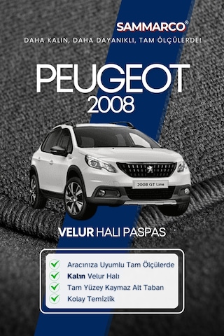 Peugeot 2008 2018 Halı Paspas Velur Paspas Kumaş Paspas Oto Paspas