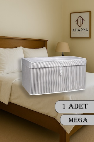Adarya Home 1 Adet Kapaklı Kutu Hurç 60x40x30 Mega Boy Gri