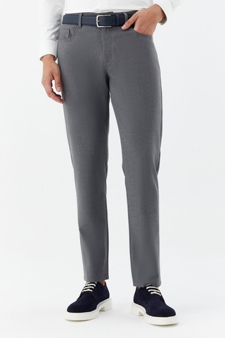 Sabri Özel Erkek Koyu Gri Dar Kesim Slim Fit Dokuma Yan Cep Jogger Pantolon