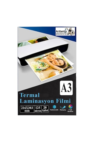 Laminasyon Filmi Parlak A3 20 Li 1 Paket 125 Mikron Laminasyon Kaplama Pvc Kaplama Poşeti 20 Ad