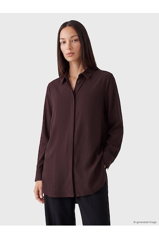 Lcw Everyday Kahverengi Gabardin Kadın Gömlek Tunik