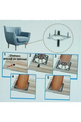 50x50 M8 Sehpa Ayak Bağlantı Sac Aparatı Düz 4 Adet 16 Adet Vida