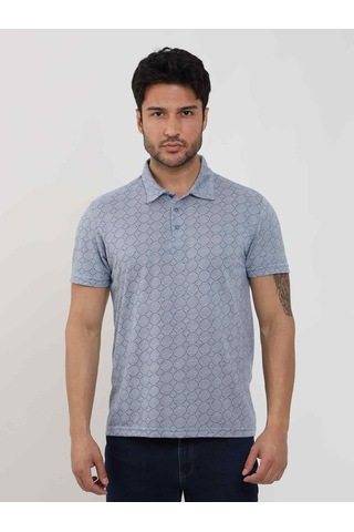 Dufy Mavi Erkek Slim Fit Jakarlı Polo Yaka Tshirt - 105229-mavi Mavi