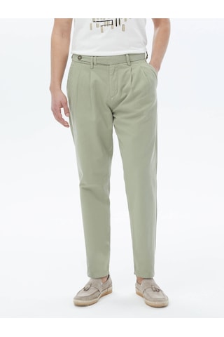 Kip Haki Dokuma Smart Casual %100 Pamuk Pantolon Haki