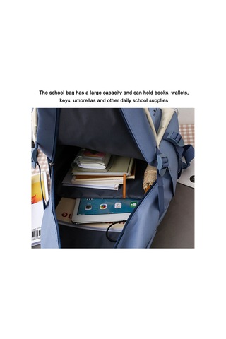 Jeehugo Öğrenci İçin Kumaş Çanta Seti - 5 Parça Sırt Çantası, El Çantası, Defter Çantası - Siyah - Büyük Kapasite Çok Renkli