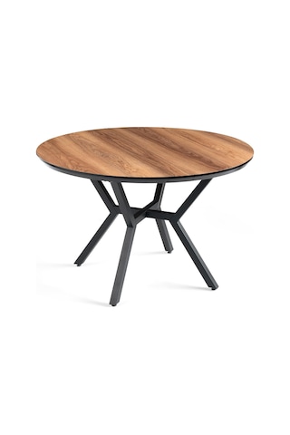 Roza Yuvarlak Highgloss Açılır Mutfak Yemek Masası 120cm Ceviz