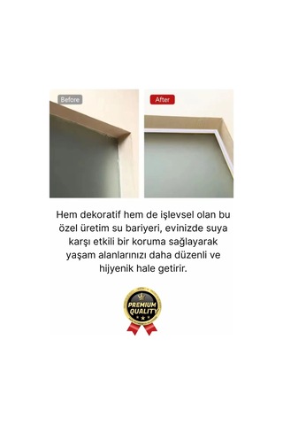 2 Adet Ultra Güçlü Dayanıklı Esnek Tezgah Mutfak Banyo Kendinden Yapışkanlı Su Bariyeri 2 Metre