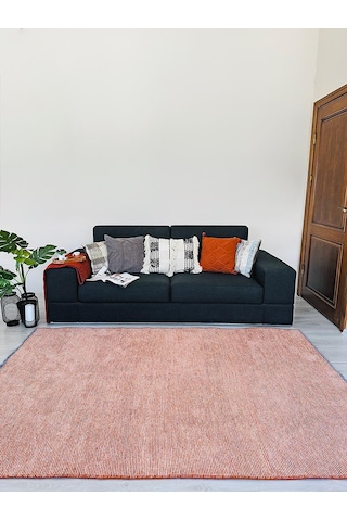 Konya Yıkanabilir Makine Dokuma Modern Çizgili Salon Yolluk Düz Halı Turuncu