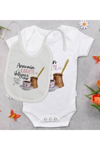 Bitmeyenkartus Bk Kids Annemin Kahveye Ihtiyacı Var Tasarımlı Bebek Body Zıbın V Çok Renkli