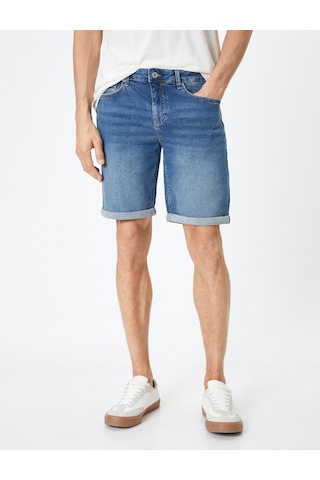 Koton Kot Şort Slim Fit Düğmeli Cepli Katlı Paça Detaylı Koyu İndigo 4sam40113nd İndigo