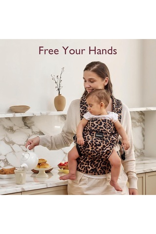 Momcozy Ergonomik Bebek Taşıyıcı, Hafif Ve Konforlu, 3- 20 Kg Eller Serbest Ebeveynlik Için Ideal Leopar Portbebe