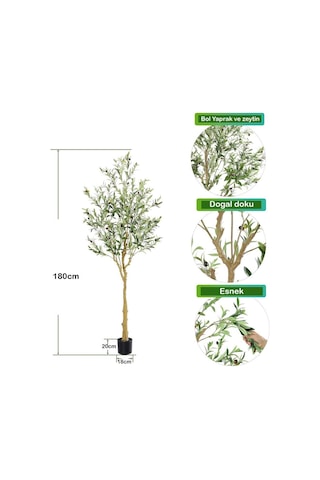 Yapay Zeytin Ağacı Lüx 180cm Doğal Gövdeli Gerçek Görünümlü Yapay Ağaç