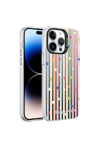 Zeyline Apple Uyumlu iPhone 14 Pro Max Desenli Zore Silver Sert Kapak-noktalar