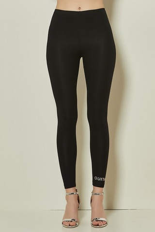 Baskılı Siyah Modal Tayt Siyah