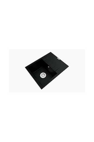 Polex Cristalüx Granit Evye P-S60 Siyah Tezgah Altı Ve Tezgah Üstü Kare Mutfak Evyesi 60.5x49.5 CM