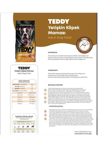 Tedyy Kuzu Etli Yetişkin Köpek Maması 15 KG