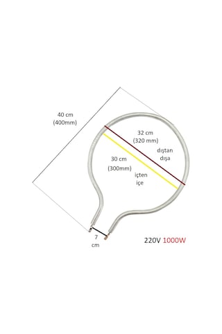 İtimat Uyumlu Büyük Davul Fırın Rezistansı 1000 W Ölçülere Dikkat Ediniz - 557140338