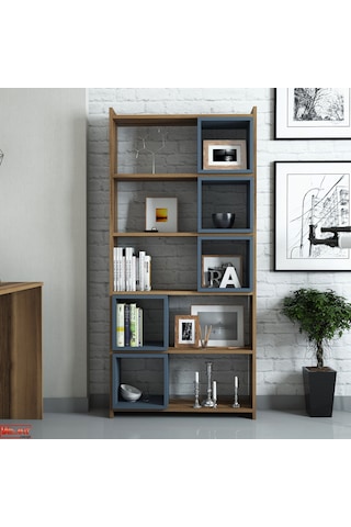 Variant Variant Box Kitaplık - Ceviz / Mavi