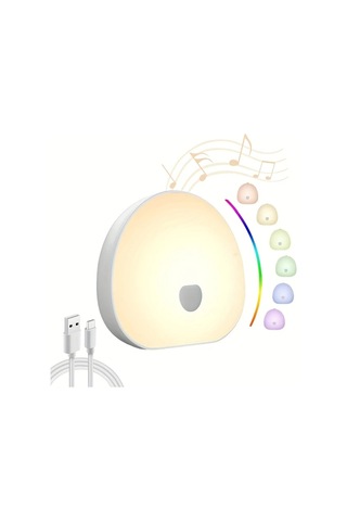 Boatshop1 1 Adet Music Light Taşınabilir Beyaz Uyku Ses Sistemi 6 Renk Değiştiren Gece Lambası 10 Rahatlatıcı Ses Zamanlayıcı Ev Seyahat Ofis İçin