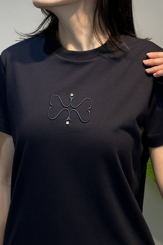 Missemramiss Pamuklu Nakışlı Tshirt Tunik 5360 Lacivert