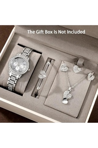 Vip Zarif 6 Parça Taşlı Kalp Motifli Takı Set