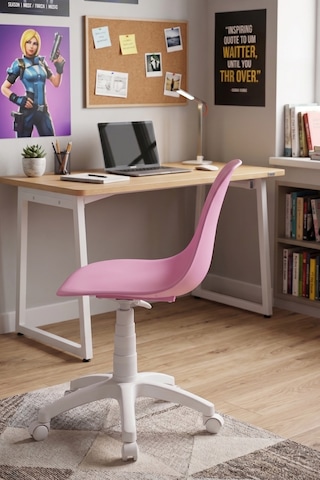Vilinze Eames Çalışma Koltuğu Tekerlekli Ofis Sandalyesi Pembe