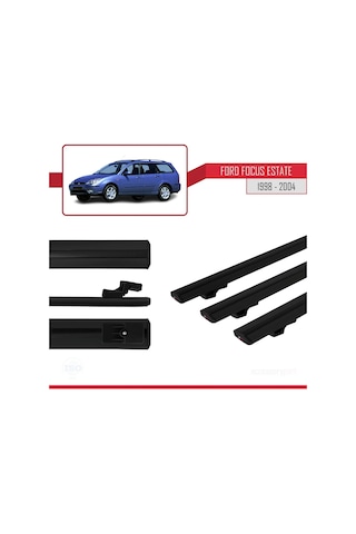 Ford Focus Estate C170 1998-2004 Arası İle Uyumlu Basic Model Ara Atkı Tavan Barı Siyah 3 Adet
