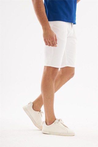 Explode - Erkek Kot Şort Beyaz-Beyaz