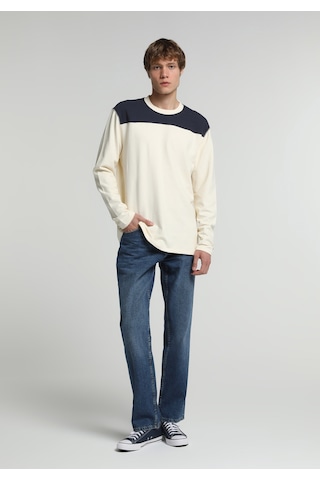 Colin's Colins Relaxed Fit Yuvarlak Yaka Jakarlı Erkek Ekru Uzun Kol Tişört Cl1081800 Q1.v1 Ecr