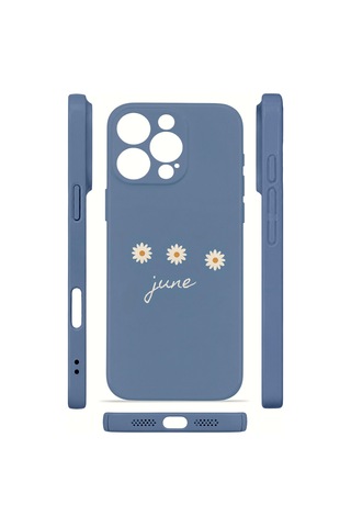 Apple iPhone Uyumlu 16 Pro Vorian İnce Kamera Korumalı Mika Kılıf June Daisy Blue June Daisy Blue Mika